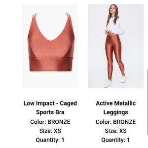 Metallic copper legging and sports bra